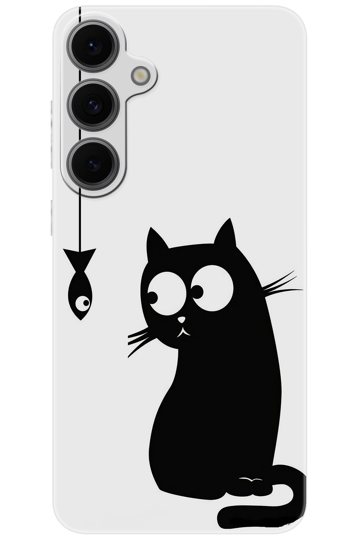 Ceppare Samsung Galaxy S24 FE (SM-S721B) Uyumlu Kılıf Desen Baskılı Silikon Balık ve Kedi STK:747 CP-KI99lD6