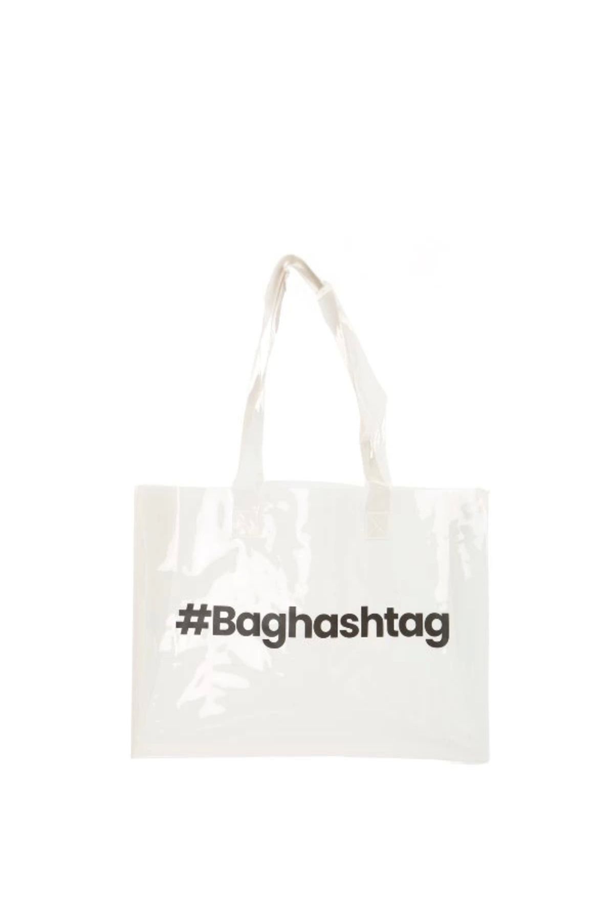 Angoravi Baghashtag Beyaz Şeffaf Plaj Çantası