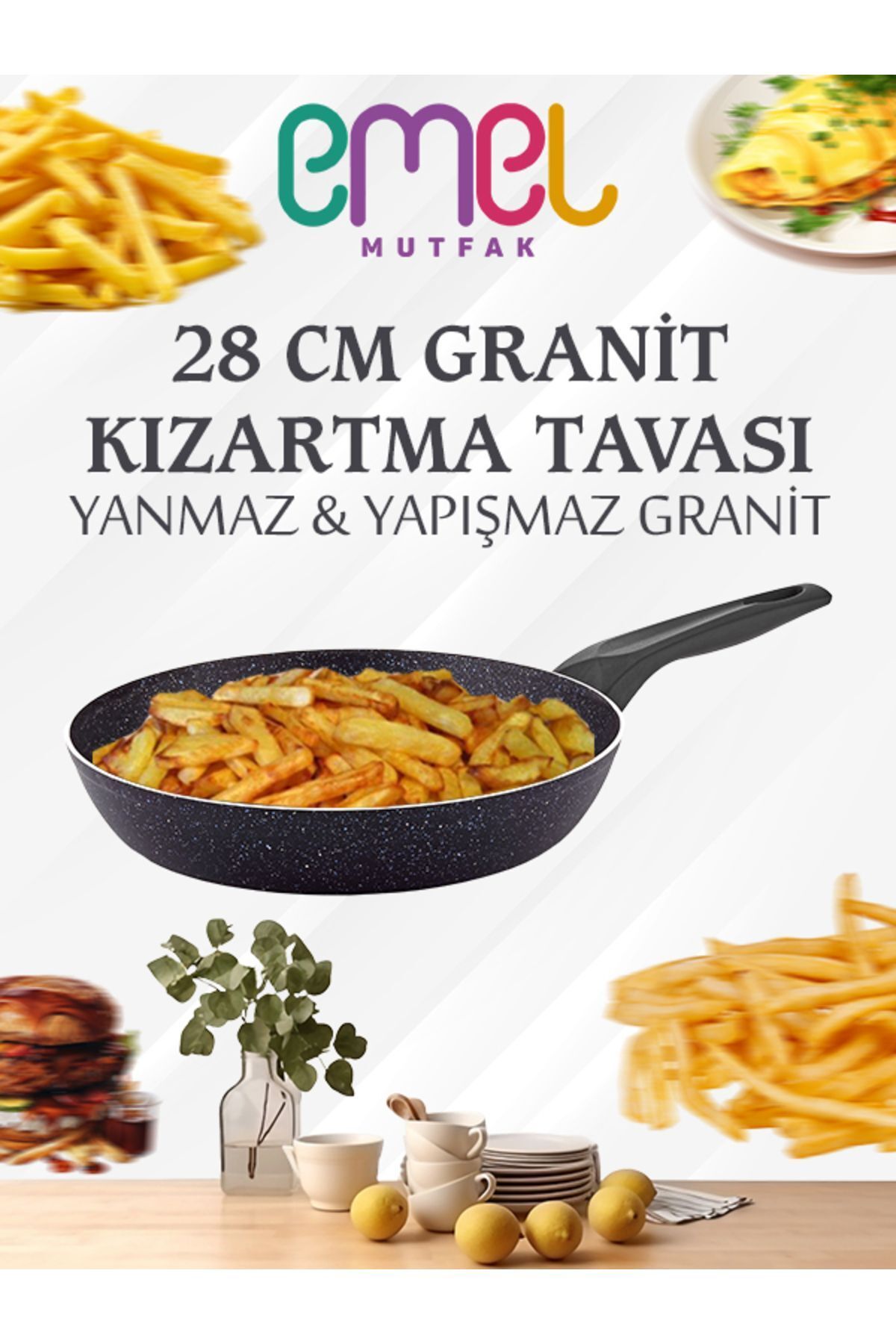 EMEL 28 Cm Granit Kızartma Tavası