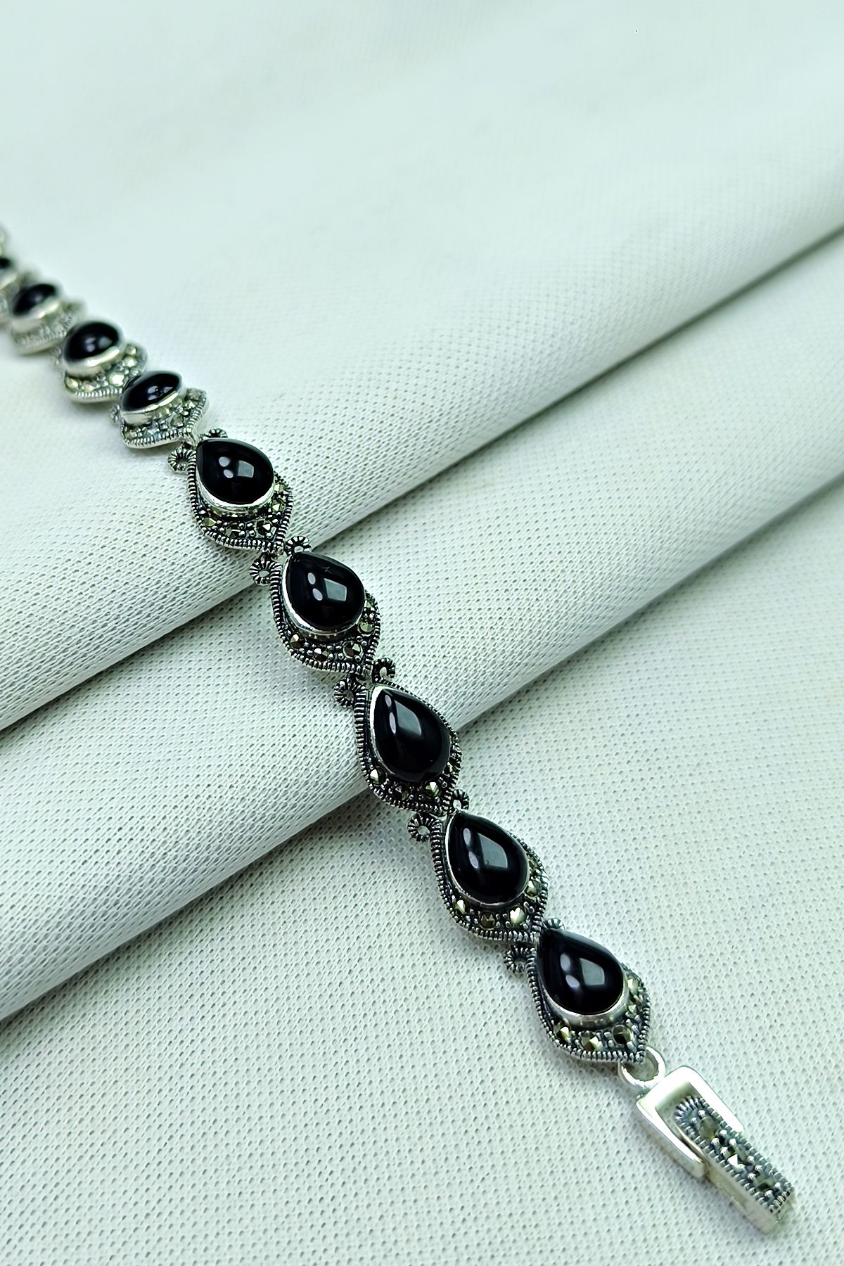 1881 STORE 925 Ayar Gümüş Margazit - Oltu Taşlı Kadın Bileklik