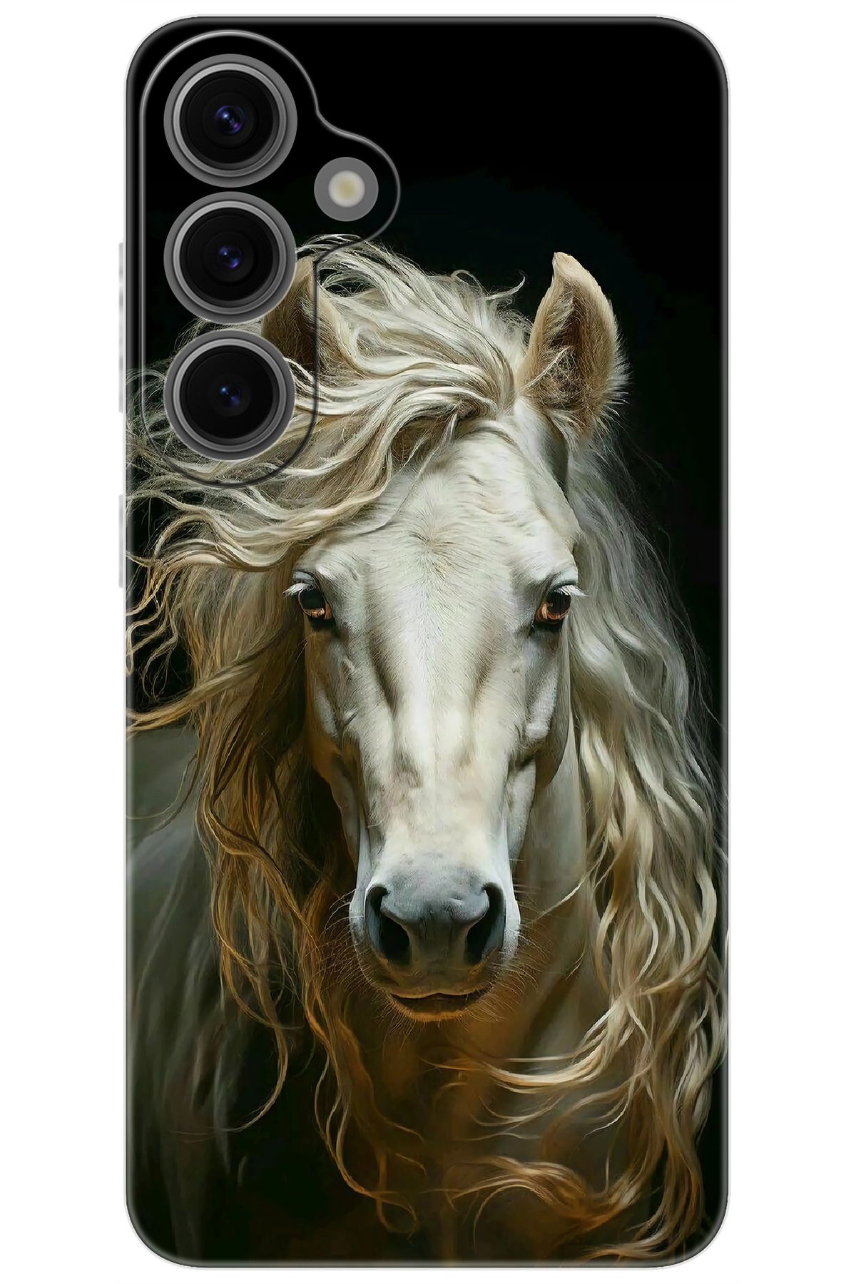 Ceppare Samsung Galaxy S24 PLUS (SM-S926B) Uyumlu Kılıf Desen Baskılı Silikon Beyaz At STK:689 CP-8VglLn7