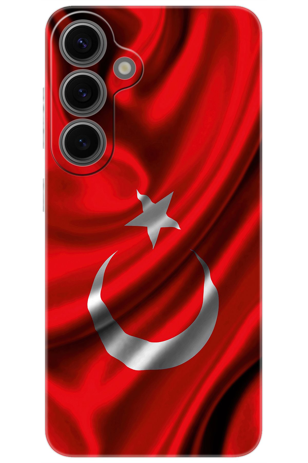 Ceppare Samsung Galaxy S24 PLUS (SM-S926B) Uyumlu Kılıf Silikon Dalgalı Türk Bayrağı STK:369 CP-LRS2mqi