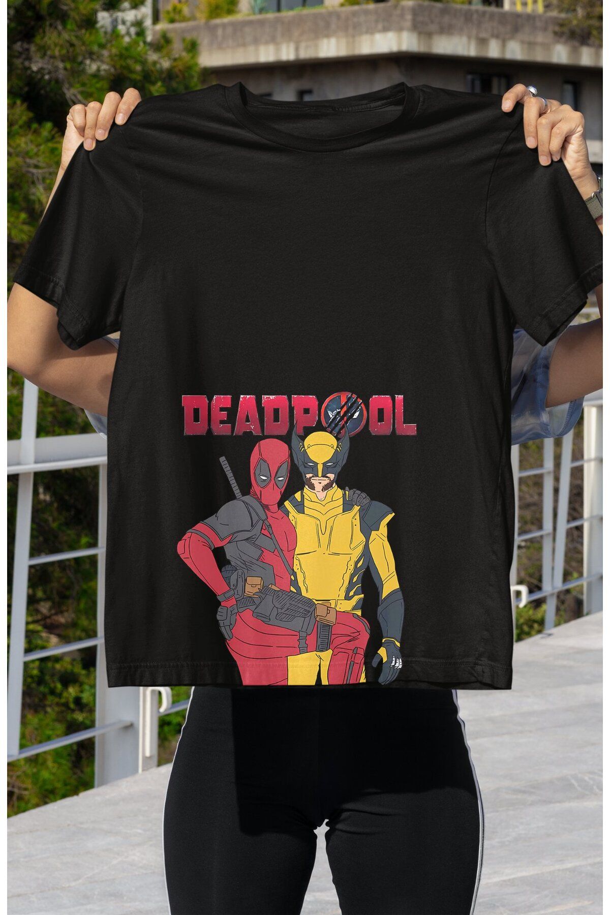 Fuddy Moda Unisex Deadpool Yazılı Tişört, Oversize Deadpool Wolverine Baskılı T-shirt