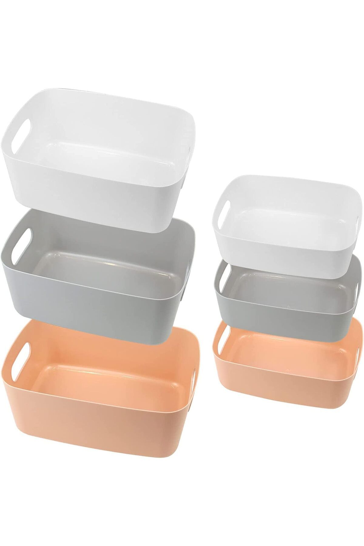 Generic-SYOSI Plastic Storage Basket, 6 Pc Open Storage Boxes with Handles - Multiple Colour Organisation B 1