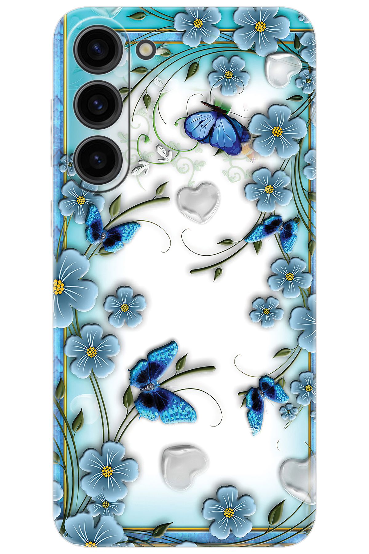 Ceppare Samsung Galaxy S23 PLUS (SM-S916B) Uyumlu Kılıf Desen Silikon Çiçek ve Kelebekler STK:547 CP-Fes0Mup