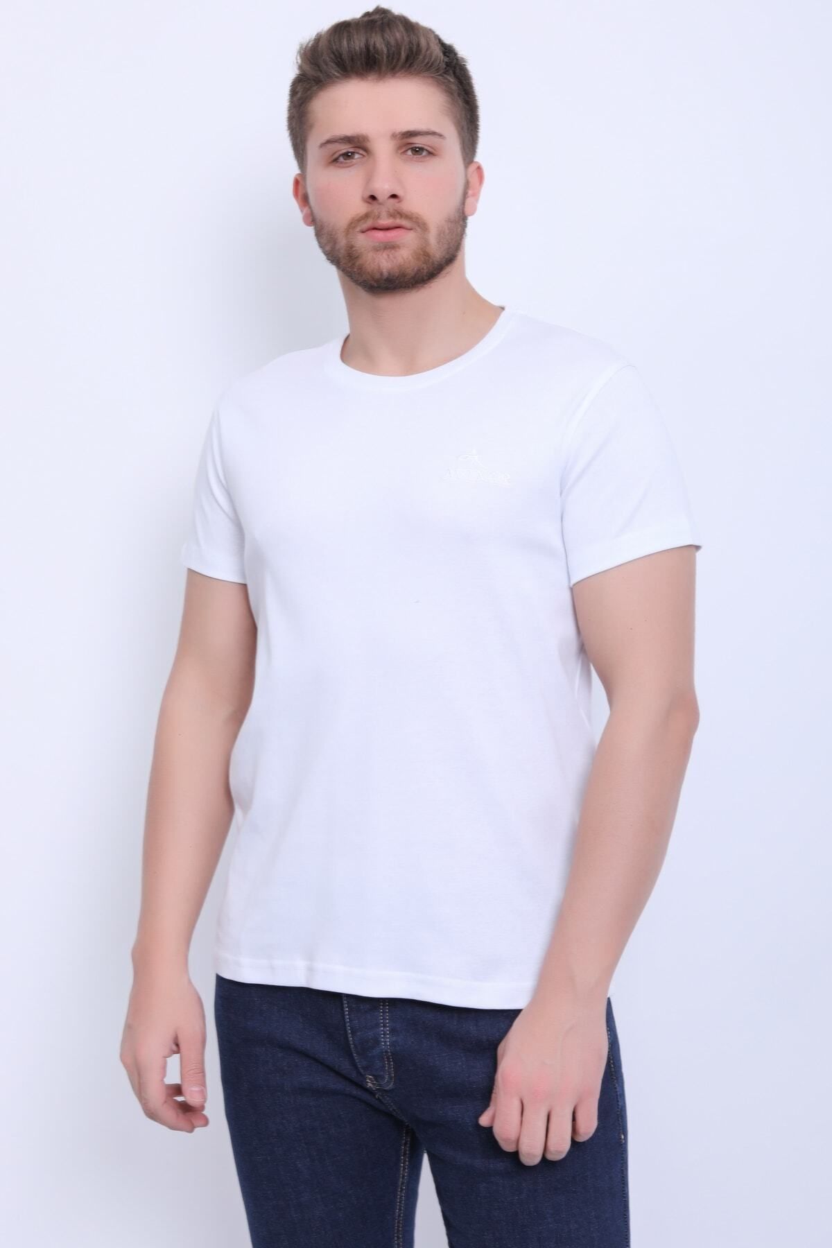 Avinar Unisex Bisiklet Yaka Nakışlı T-shirt