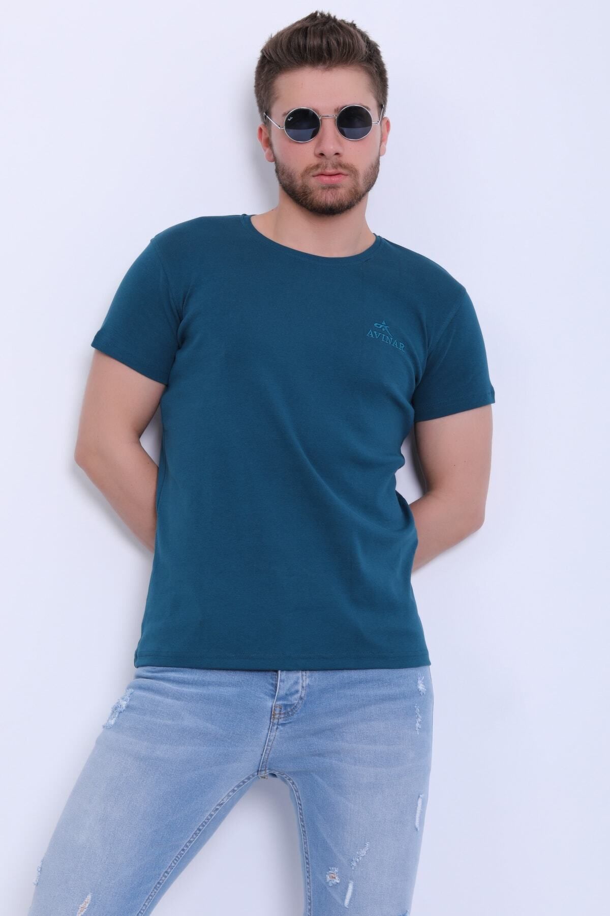 Avinar Unisex Bisiklet Yaka Nakışlı T-shirt