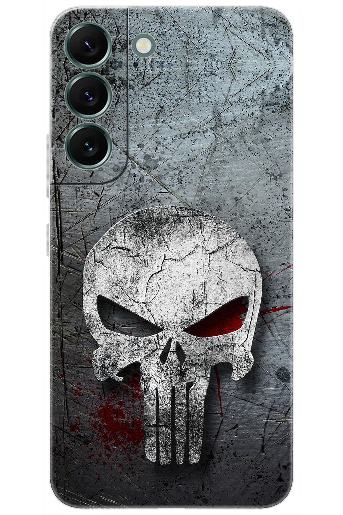 Ceppare Samsung Galaxy S22 PLUS (SM-S906E) Uyumlu Kılıf Desen Baskı Silikon Gri Kuru Kafa STK:218 CP-2CRf86m