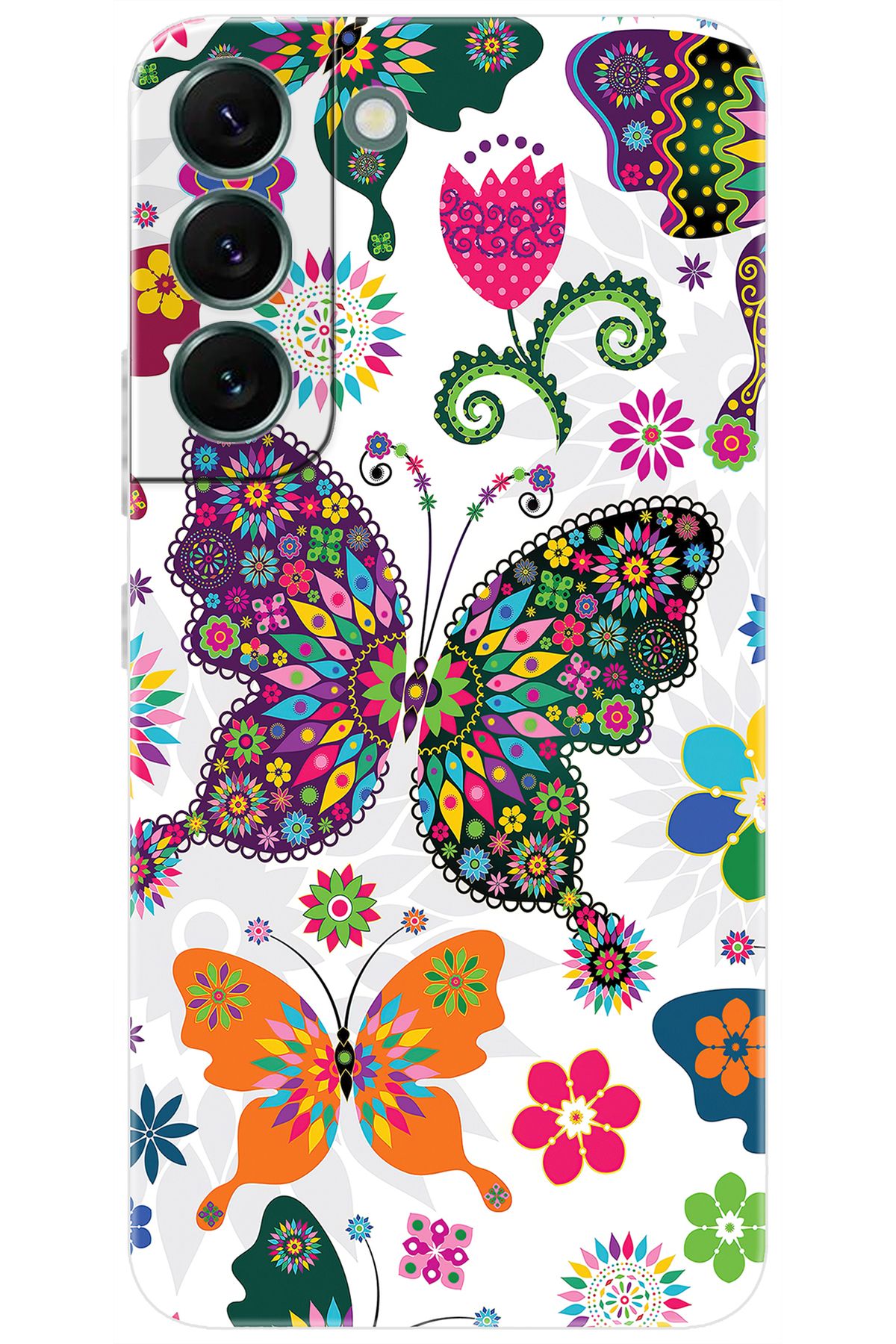 Ceppare Samsung Galaxy S22 PLUS (SM-S906E) Uyumlu Kılıf Desenli Silikon Renkli Kelebekler STK:541 CP-HU8wljG