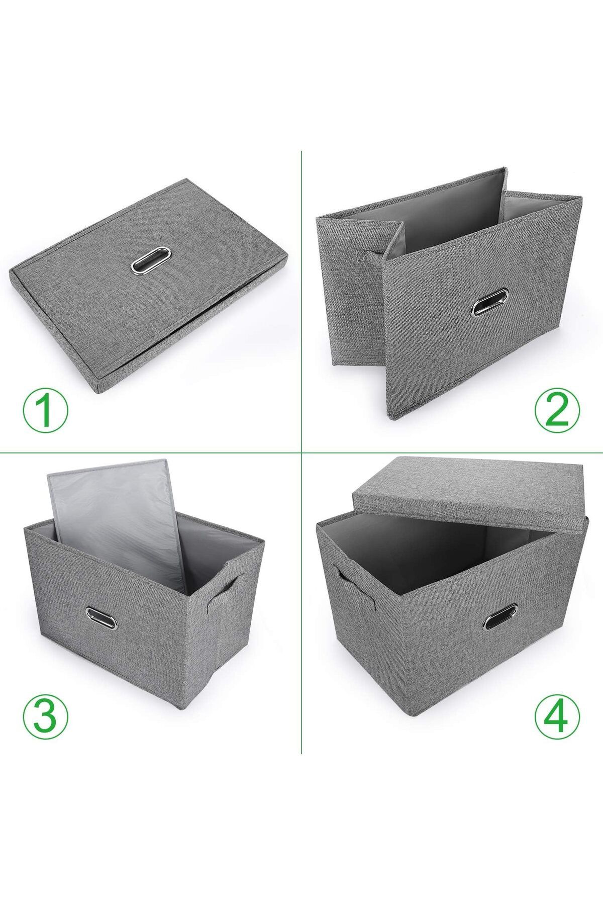 Generic-Bolivia's Collapsible Storage Box, Foldable Design with Removable Lids and Handles, Washable Fabric 3