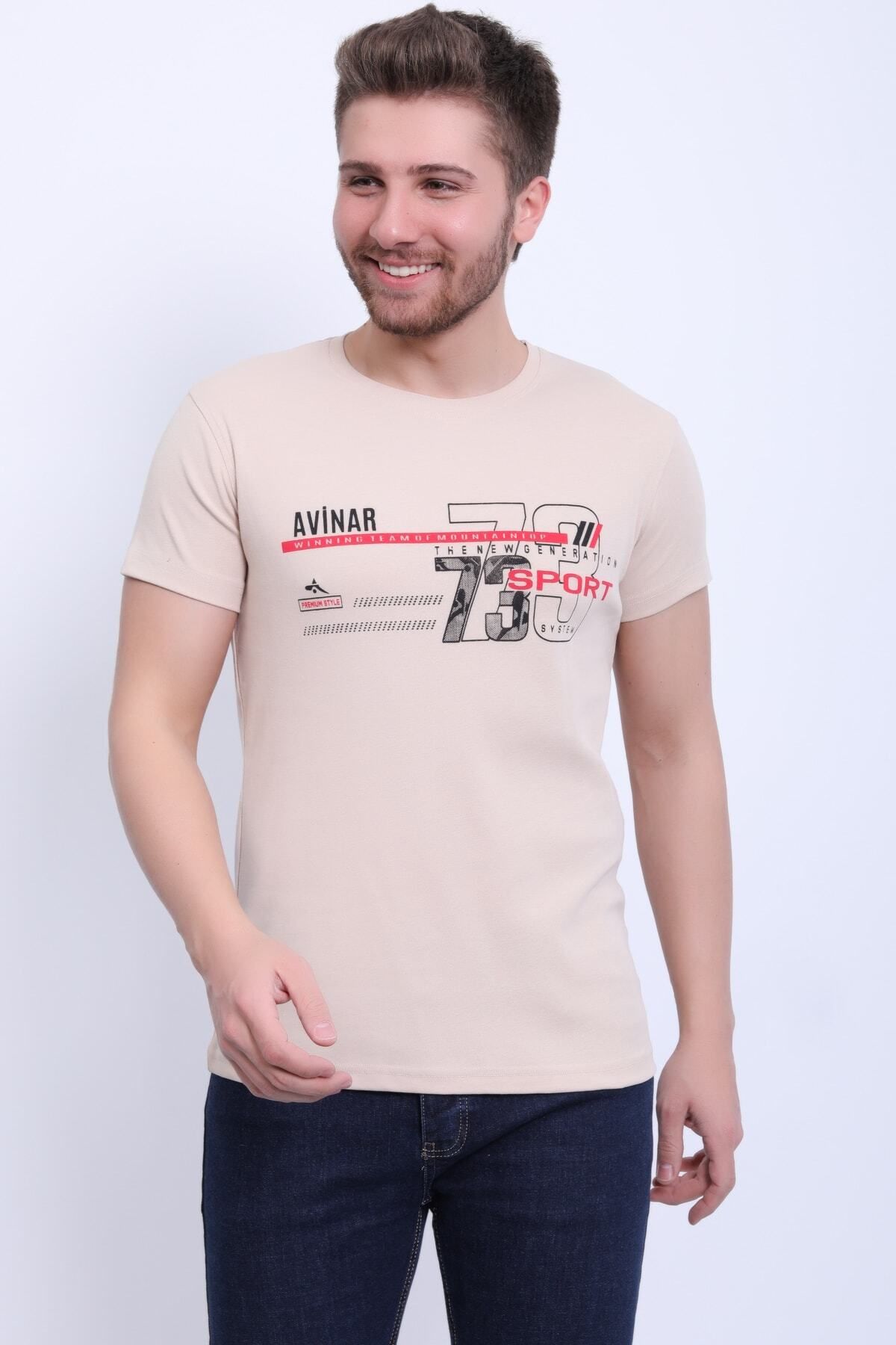 Avinar Unisex Bisiklet Yaka Baskılı T-shirt