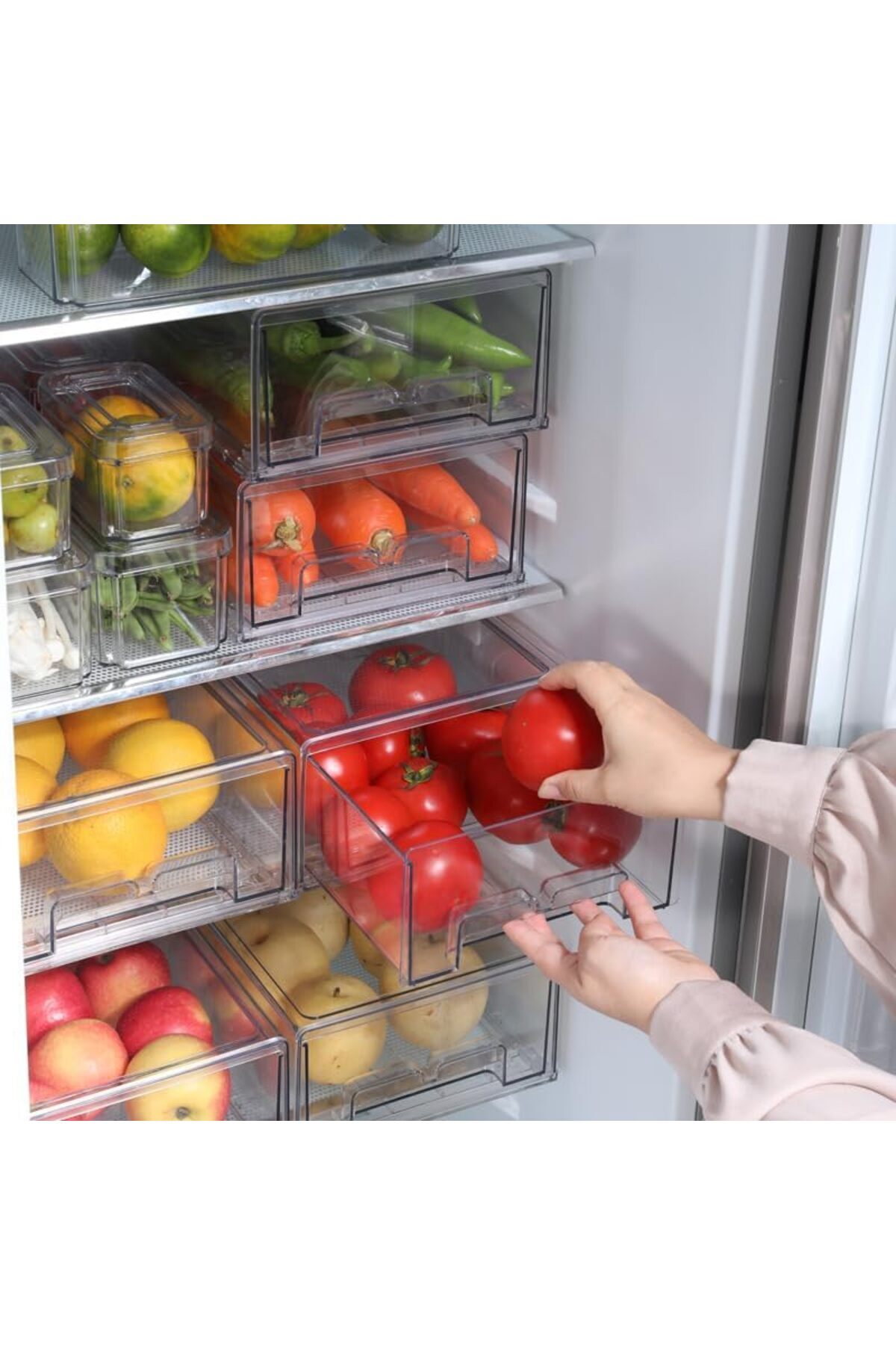 Generic-ABIN 7 Piecs Stackable Refrigerator Organizer Bins with Lids, Fridge Organization and Storage Conta 7