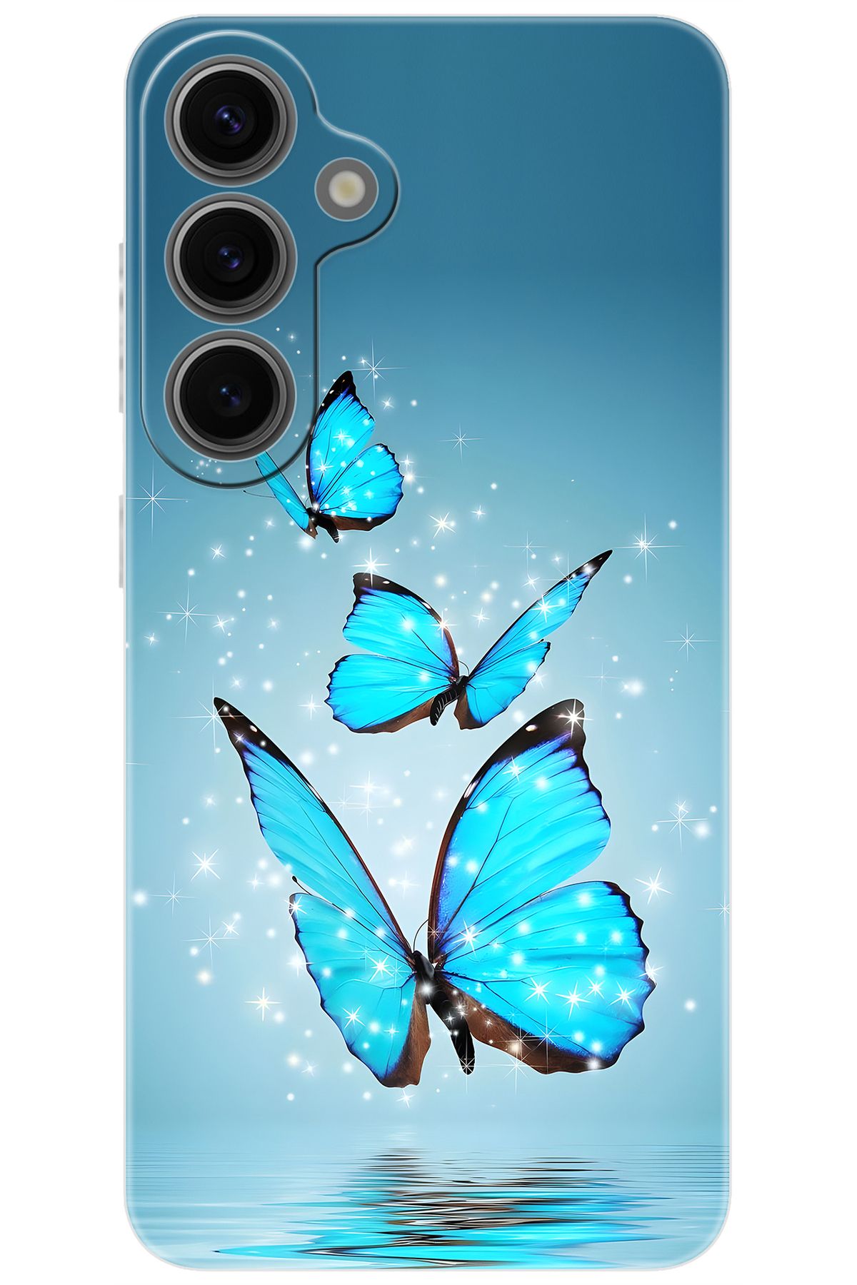 Ceppare Samsung Galaxy S24 PLUS (SM-S926B) Uyumlu Kılıf Desen Baskı Silikon Mavi Kelebek STK:710 CP-8V5g1E0