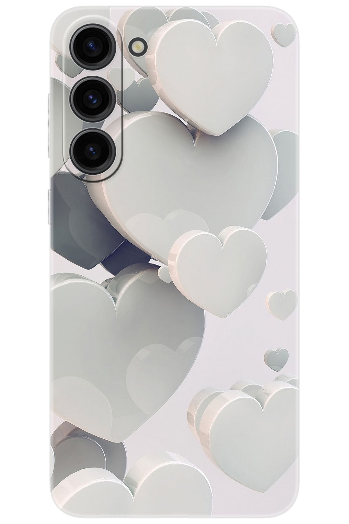 Ceppare Samsung Galaxy S23 PLUS (SM-S916B) Uyumlu Kılıf Desen Baskı Silikon Beyaz Kalpler STK:259 CP-RoxMGZL
