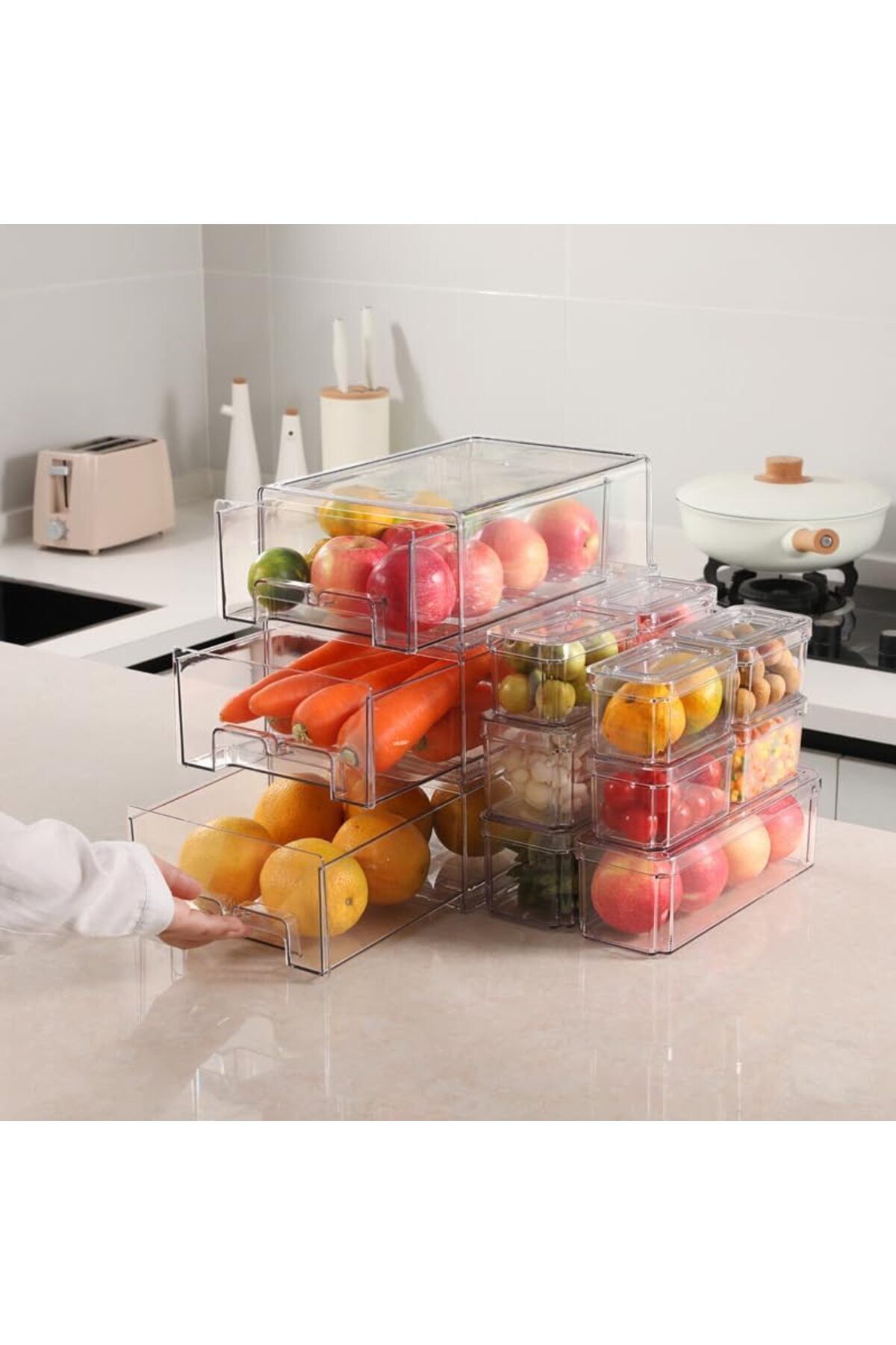 Generic-ABIN 7 Piecs Stackable Refrigerator Organizer Bins with Lids, Fridge Organization and Storage Conta 6