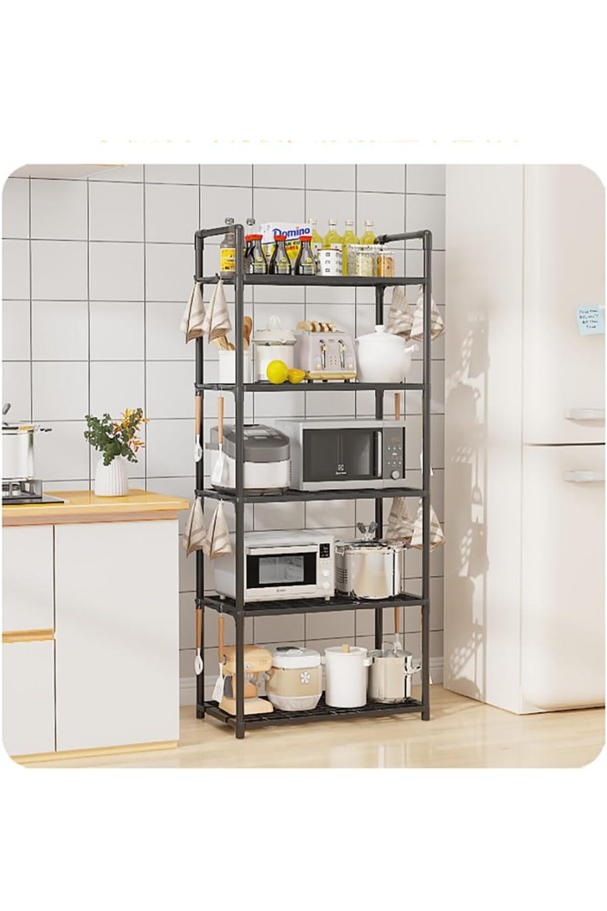 Generic-Kitchen Shelving Unit,Storage Shelves Organizer with Side Hooks & Handle,Modular Garage Rack Storag 1