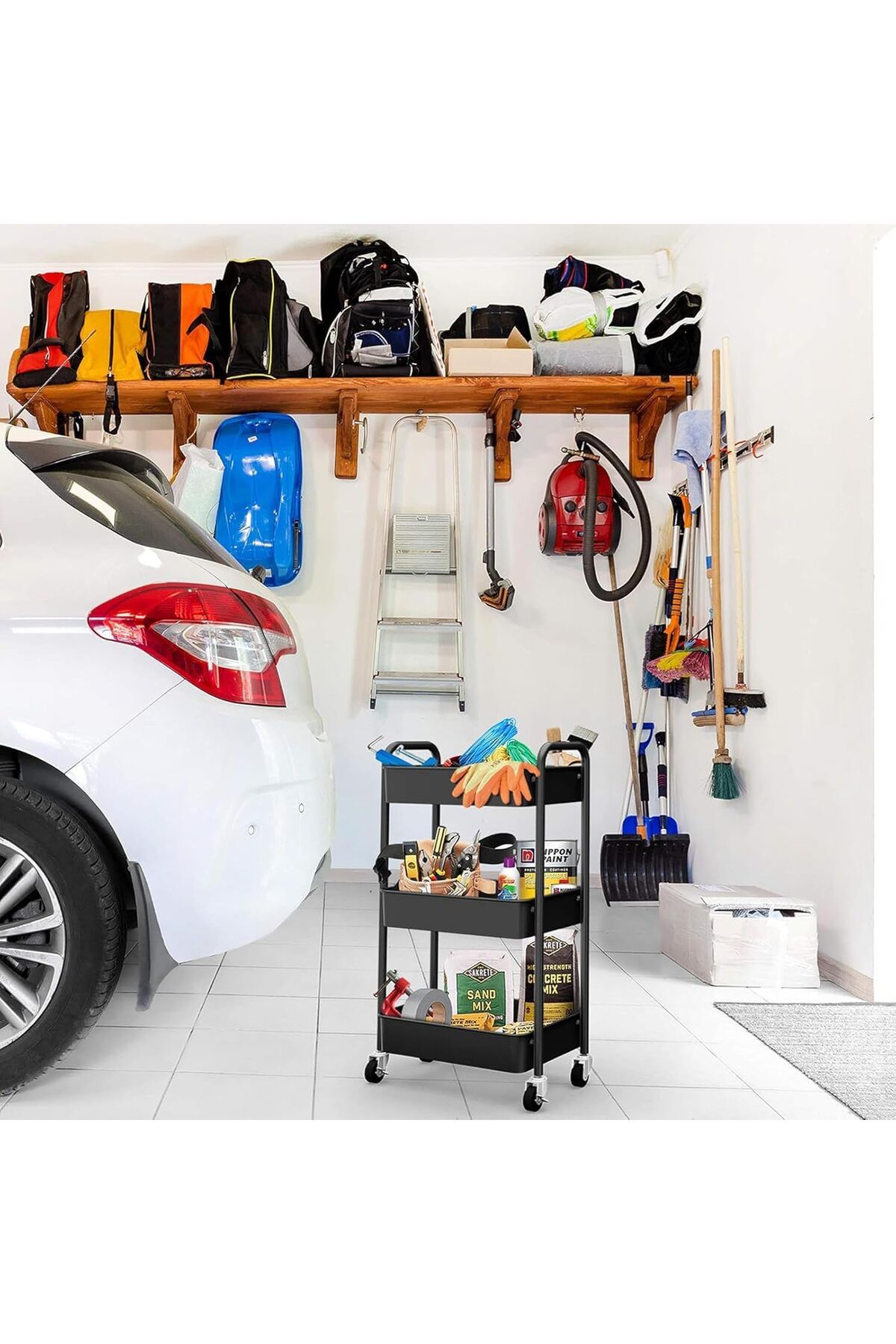 Generic-Andanna Rolling Storage Cart 3 Tier Organizer Mobile Shelving Unit Storage Rolling Utility Cart wit 5