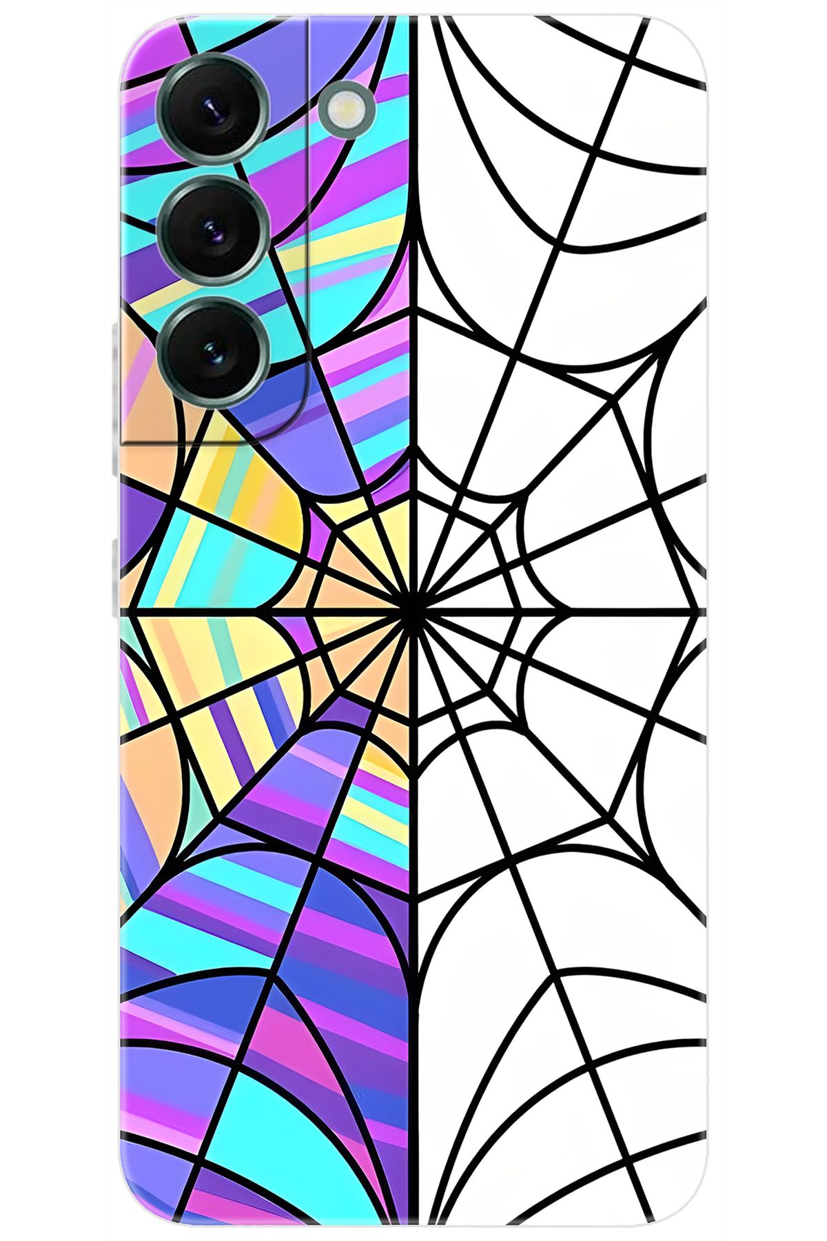Ceppare Samsung Galaxy S22 PLUS (SM-S906E) Uyumlu Kılıf Desen Baskılı Silikon Örümcek Ağı STK:753 CP-g1iUCR8