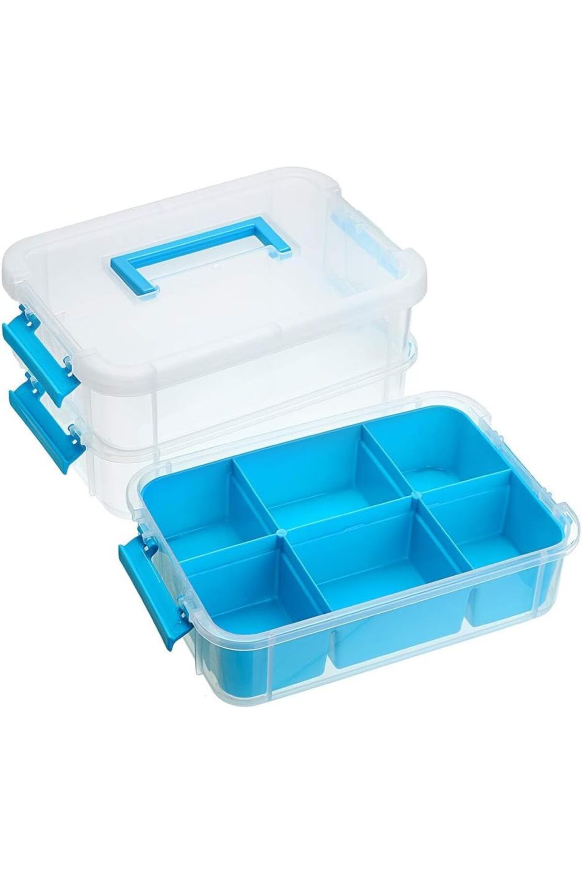 Generic-Excefore 3 Layer Stack & Carry Box, Plastic Multipurpose Portable Storage Container Box Handled Org 3