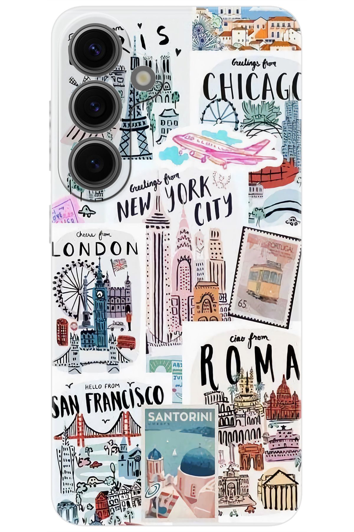 Ceppare Samsung Galaxy S24 PLUS (SM-S926B) Uyumlu Kılıf Desen Silikon Newyork Roma London STK:624 CP-MhvYpnq