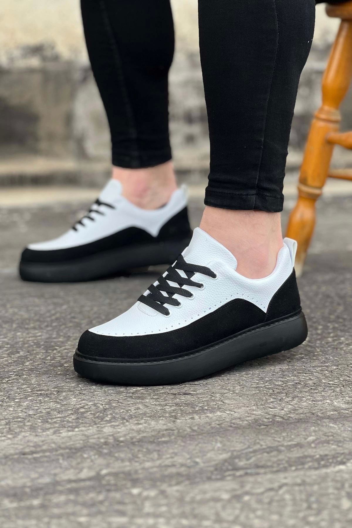 HACESHOP WG162 Kömür Beyaz Ortopedik Taban Erkek Casual Ayakkabı