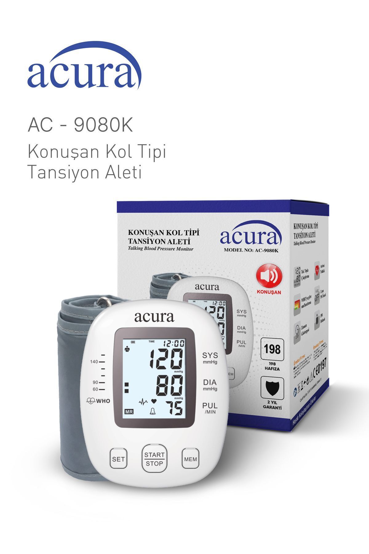 Acura AC-9080KA Işıklı Türkçe Konuşan Koldan Tansiyon Aleti
