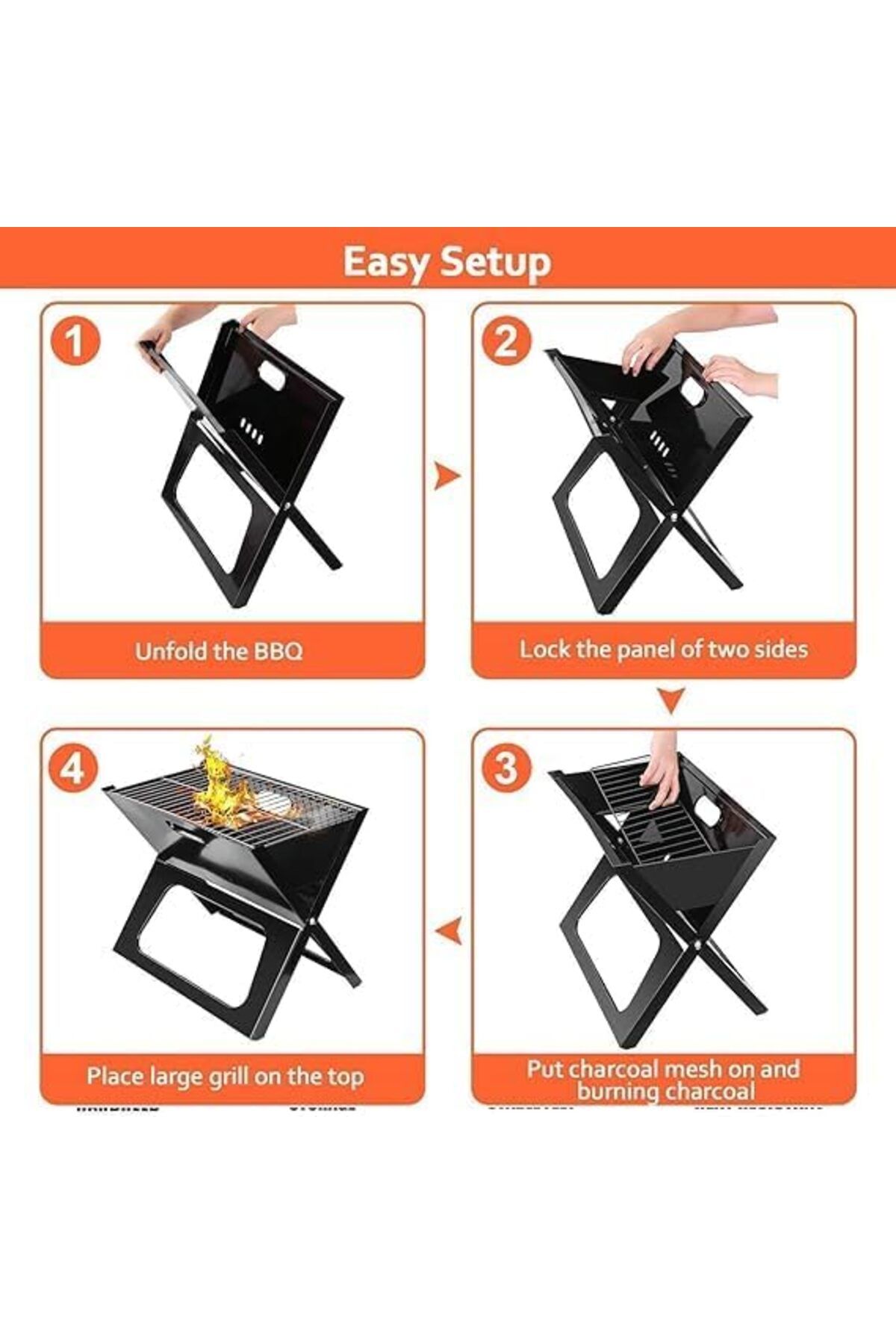 Other-Portable Instant Foldable Charcoal Grill - Durable, Space-Saving, Foldable Design for Outdoor Use. 2