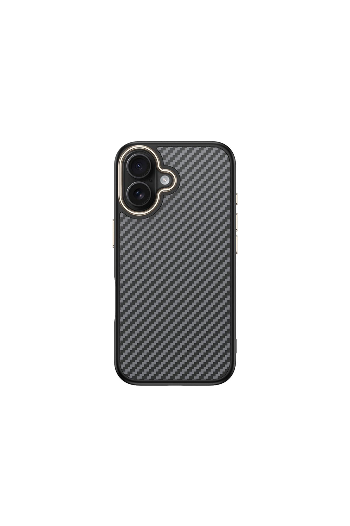 HTstore iPhone Uyumlu 16 Kılıf M-safe Şarj Özellikli Karbon Fiber Görünümlü Zore Antina Kapak-Gri