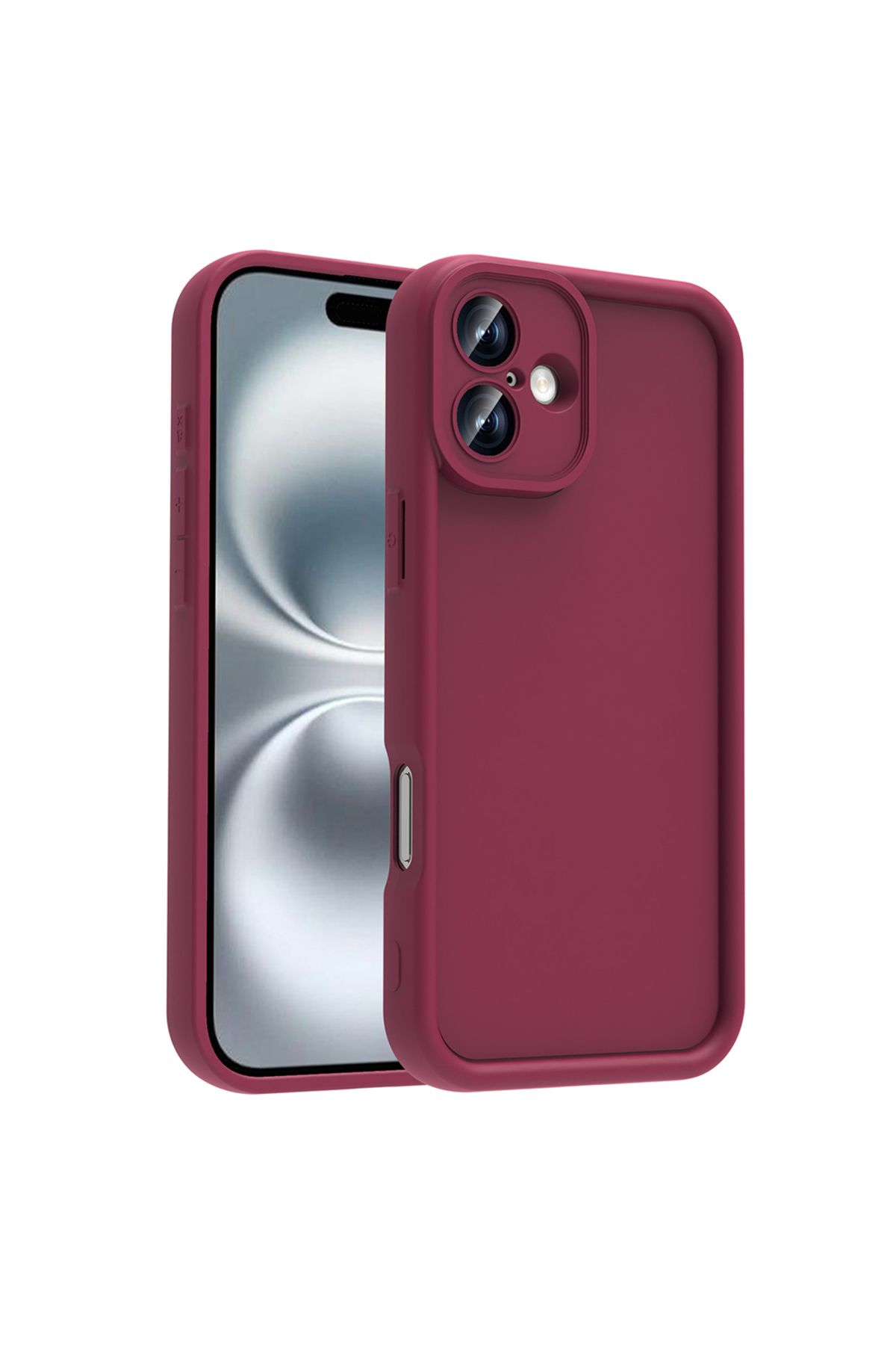 HTstore iPhone Uyumlu 16 Kılıf Kamera Korumalı Zore Ananas Kapak-Mürdüm