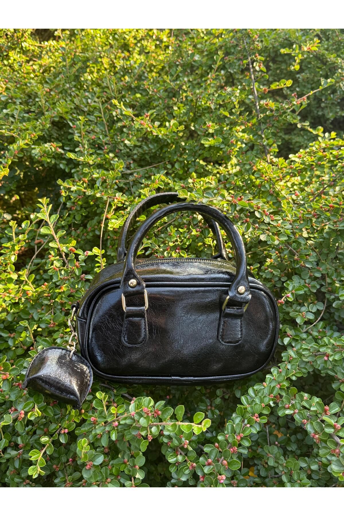 BAGS kadın mini charm detaylı el ve omuz çantası askı ipli