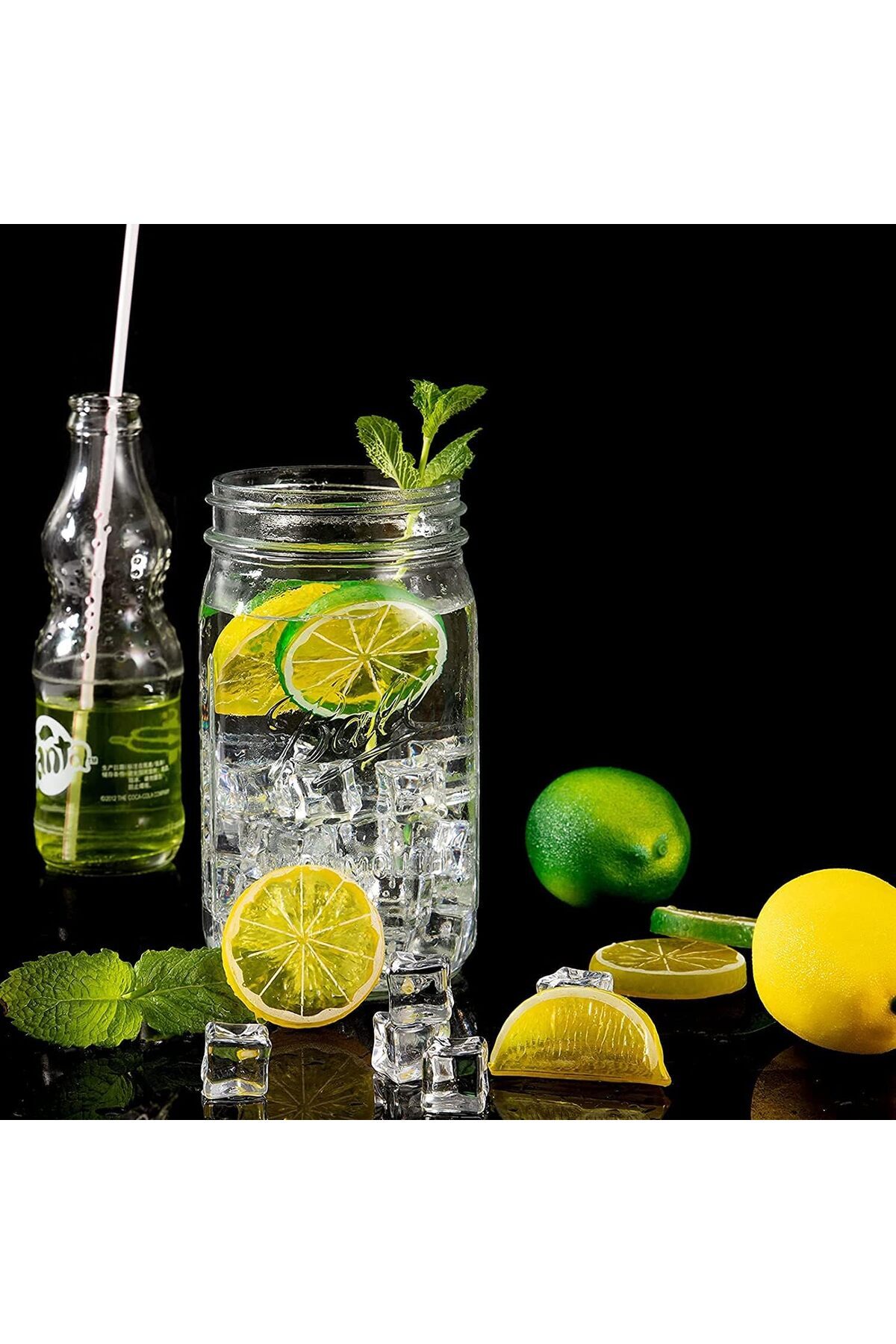 Generic-KASTWAVE Transparent Fake Ice Cube Lemon Slice Set-50 Pieces Of Transparent Fake Ice + 10 Pieces Of 5