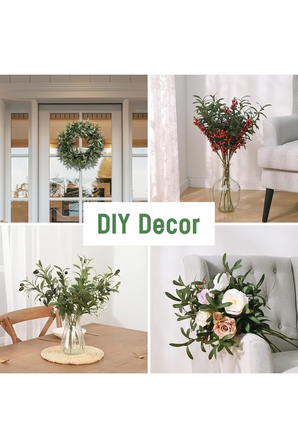 Generic-Faux Olive Branches for Vases, Olive Tree Branches with Lifelike Olives, Artificial Greenery Stems 5
