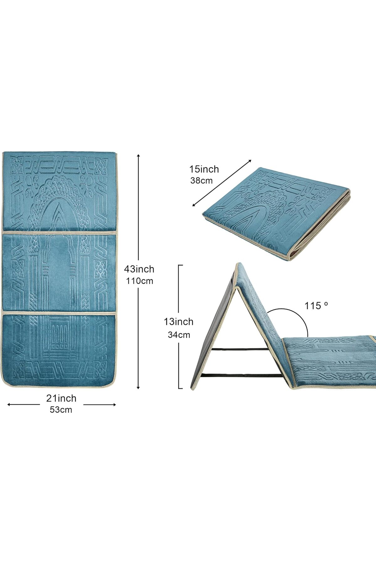 سجادة صلاة مع مسند ظهر / كرسي أرضي للتأمل قابل للطي وجيب للحمل (واحة)