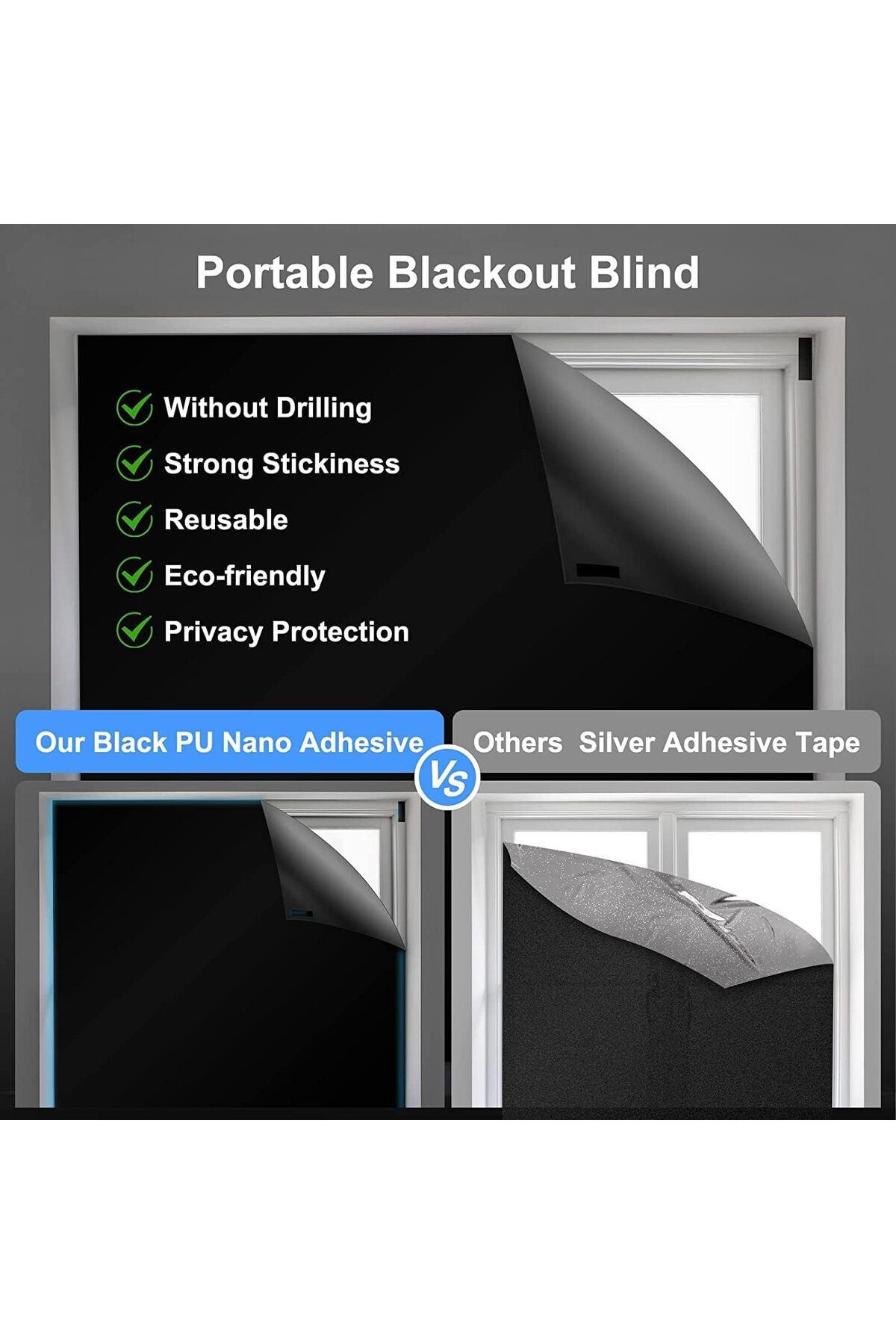 Generic-MAKINGTEC Blackout Blind, Portable Blackout Blinds Stick On Window No Drill, Blackout Material Blin 4