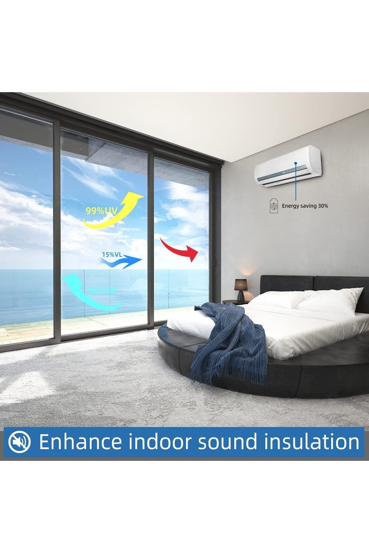 Generic-Tazweeq Heat Control Window Film, Window Tint Sun Blocking Blackout and UV Protection, One-Way Priv 4