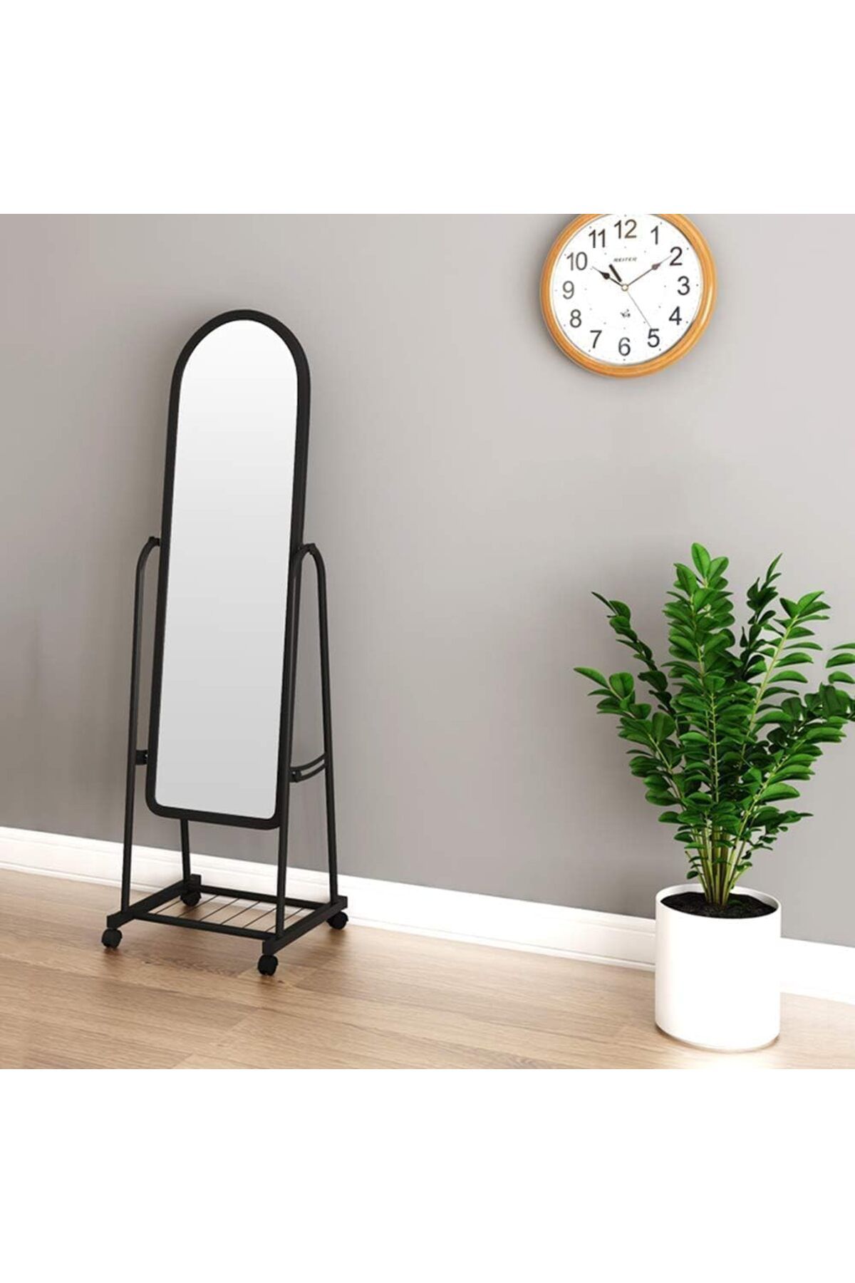 Generic-Nzone Full Length Mirror on Wheels with Underneath Storage,Floor Mirror,Floor-Standing Make Up Vani 2