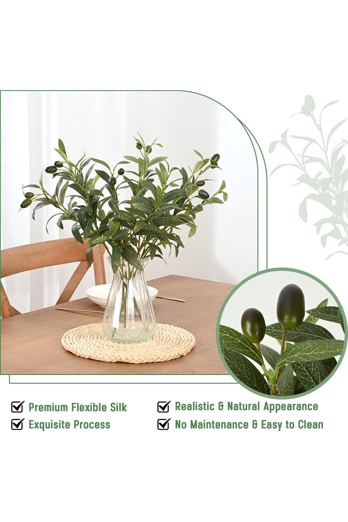 Generic-Faux Olive Branches for Vases, Olive Tree Branches with Lifelike Olives, Artificial Greenery Stems 3