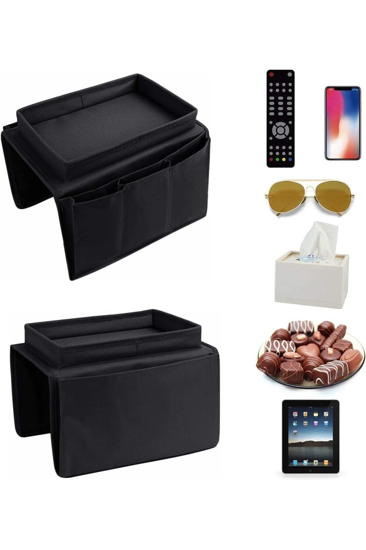 Generic-X spring Couch Armrest Organizer, 30x18x18cm Large Capacity Storage Box with No-Slip Backing and 5 6