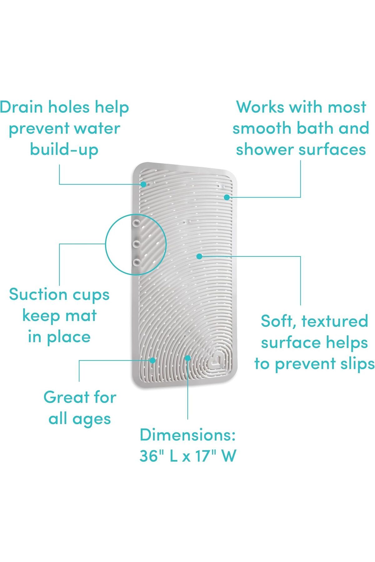 Generic-Munchkin Soft Spot Cushioned Bath Mat, Grey 4
