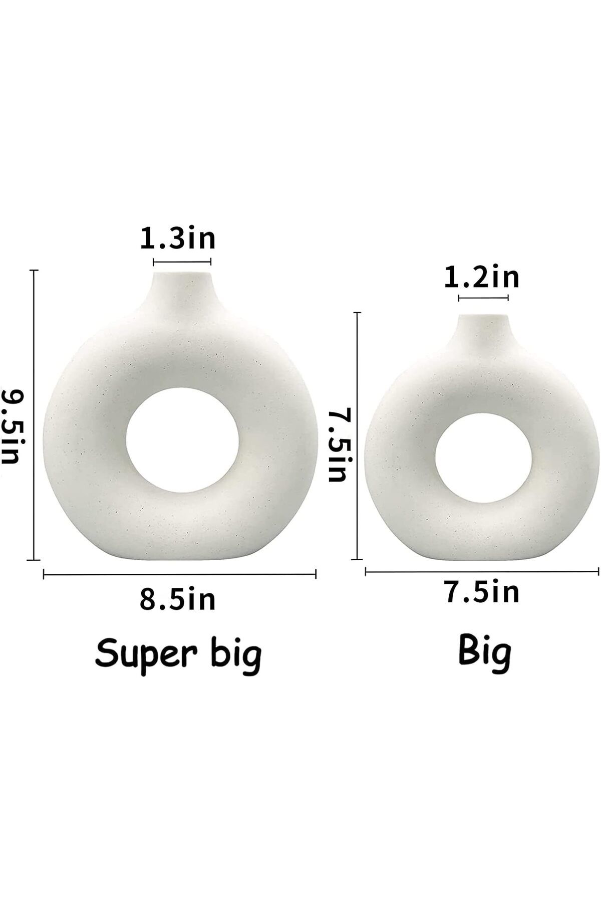 Generic-ARCHAEOPTERYX Set of 2 White Ceramic Vase, Round Matte Pampas Flower Vases Minimalist Nordic Boho In 5