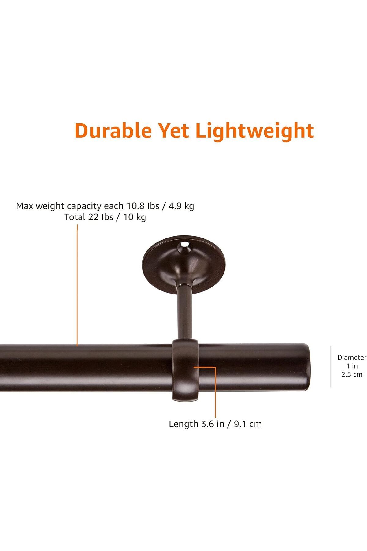 Generic-Amazon Basics Curtain Rod Ceiling-Mount Bracket, Set of 2, Dark Bronze (Espresso) 4