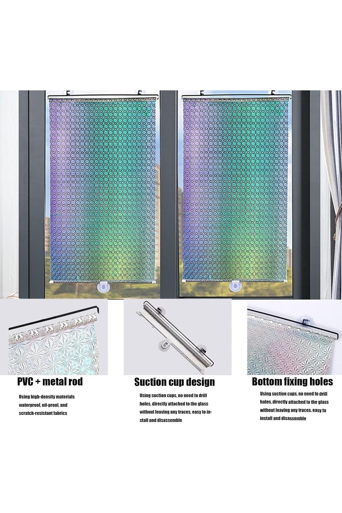 Generic-Vixplorn Thermal Blackout Roller Shades,with Suction Cups Temporary Privacy Blinds,Retractable Port 4