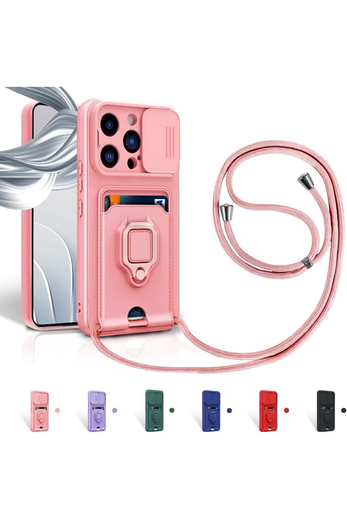 Rivor Apple iPhone 13 Pro Max Kılıf Kamera Koruma Ve Sürgülü Kartvizitli Kartlıklı Standlı Renkli Kapak