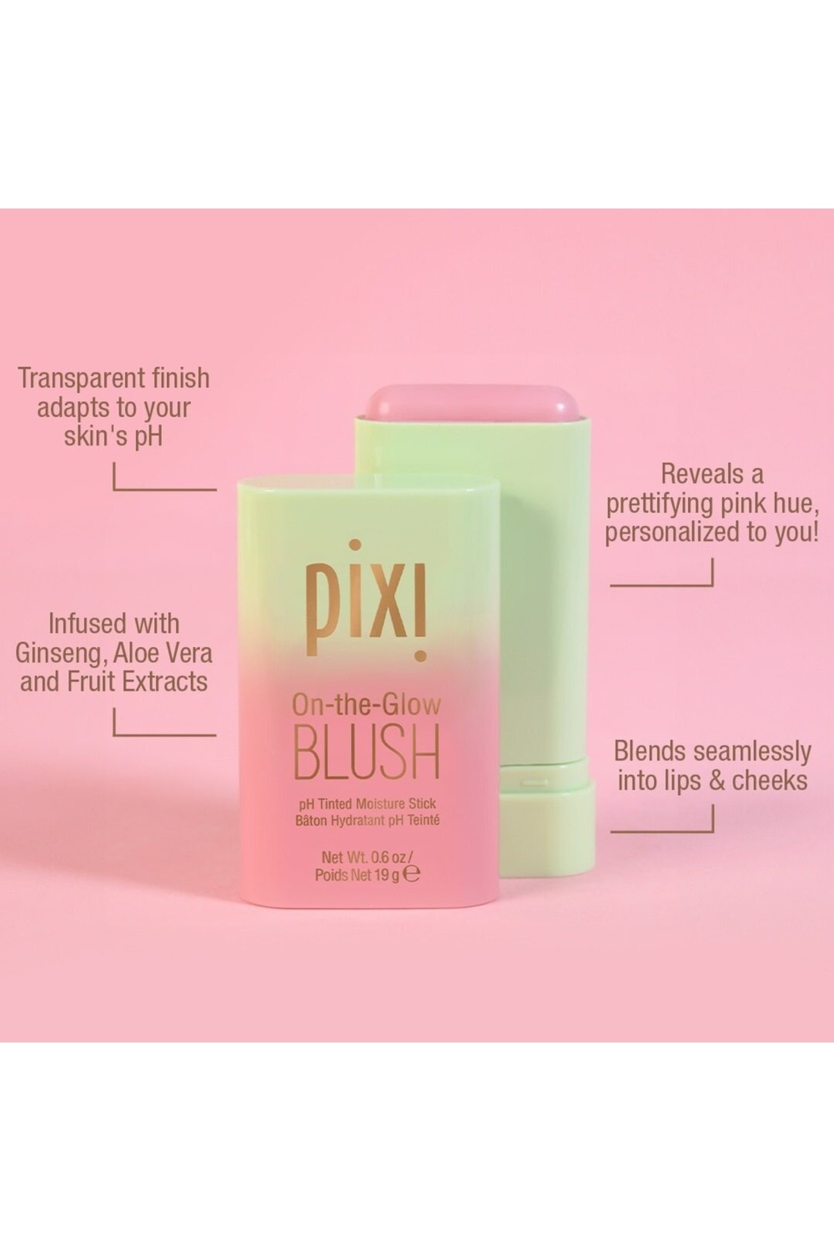 pixi-On-the-Glow Blush – Ph Reactive – Hydrating Tinted Moisture Stick for Cheeks & Lips – 19g 5
