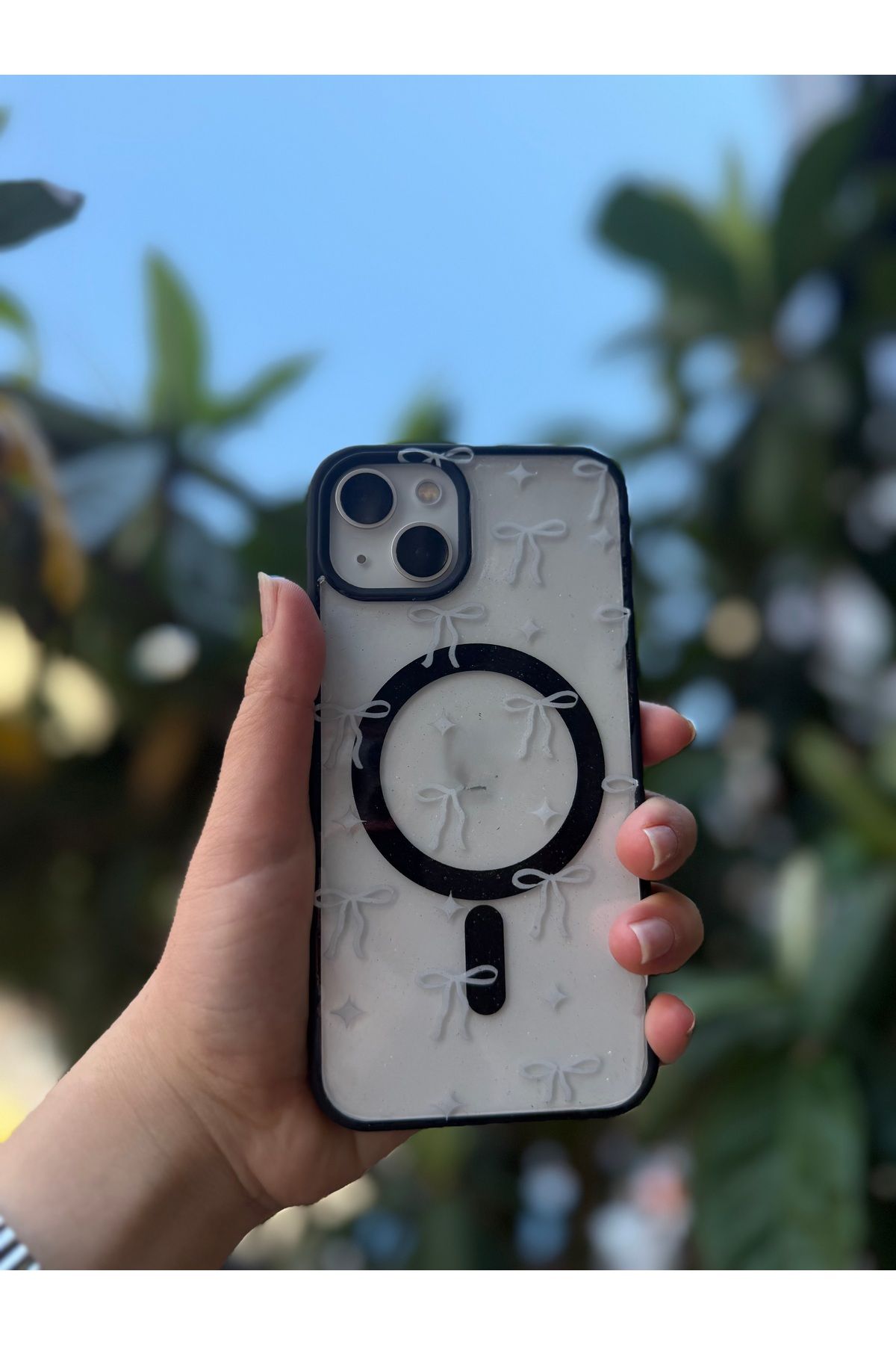 Powerfox İphone 13 Uyumlu Epoksi El Yapımı Gerçek Kurutulmuş Çiçekli Kabartmalı Moda Kılıf