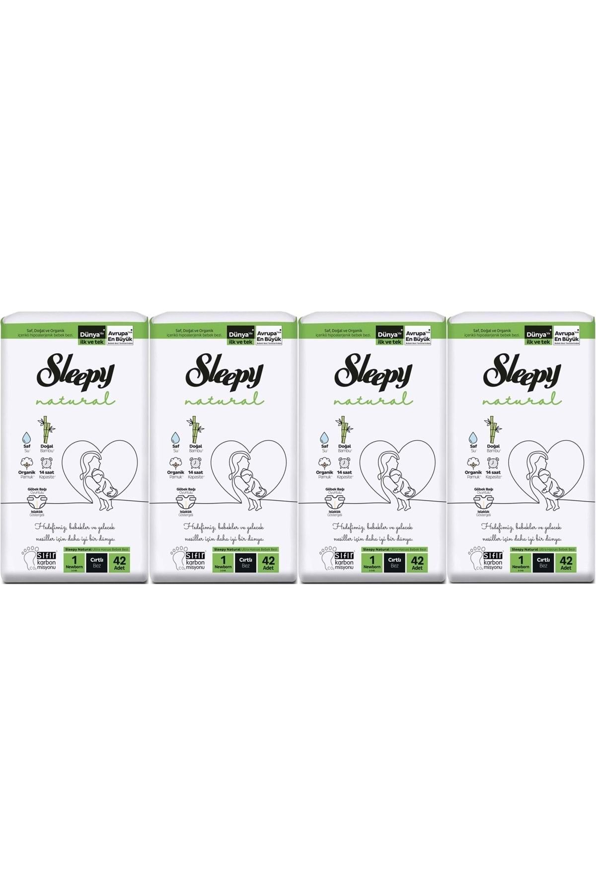 Sleepy Bebek Bezi Natural Beden:1 (2-5KG) Yeni Doğan Newborn 168 Adet Jumbo Pk (4PK*42)