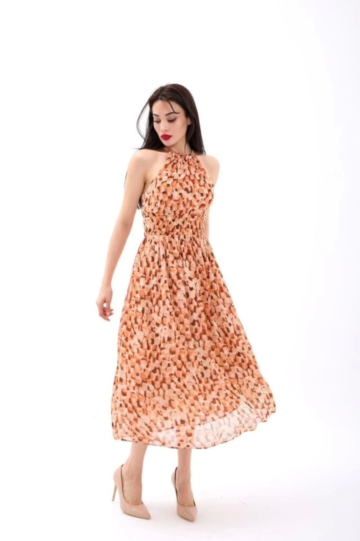 Butik 5519 ELBİSE-TURUNCU
