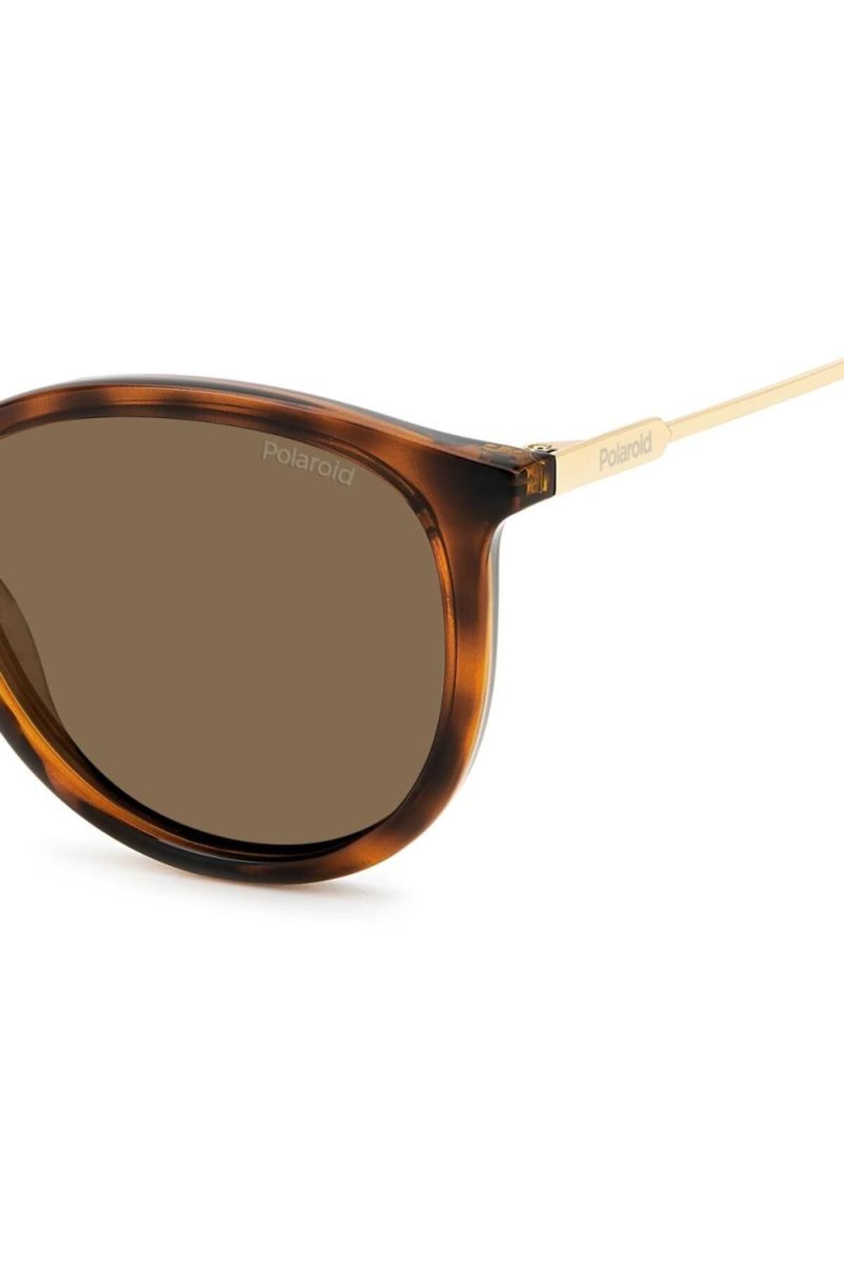 Polaroid-Ochelari de soare Polaroid PLD 4143/S/X 086/SP pentru femei, Havana, rotunzi, 53 mm 3