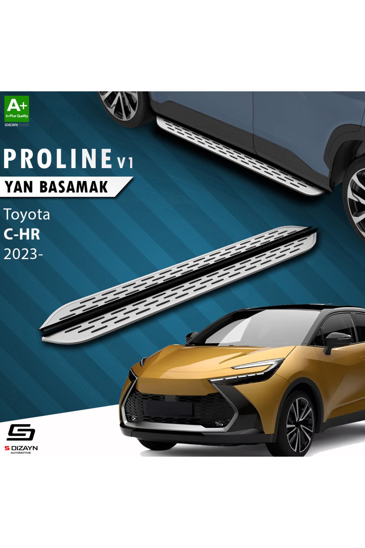 Life Tuning S-Dizayn Toyota C-HR 2 OEM Still Pro V1 Aluminyum Yan Basamak 173 Cm 2023 Üzeri A+ Kalite