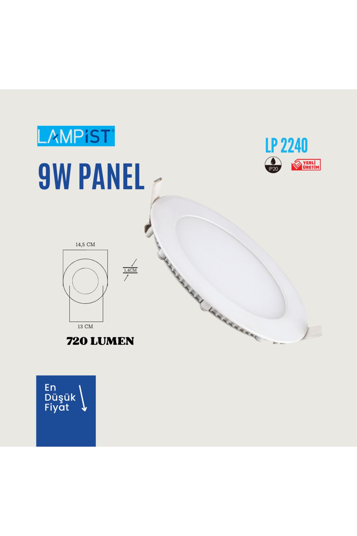 Lampist LAMPİST 9W LED PANEL 6500K BEYAZ IŞIK